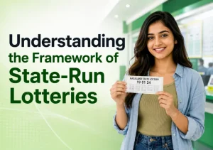 Understanding the nagaland state lottery 19 01 24 Framework of State-Run Lotteries featured image with smiling Indian woman holding lottery ticket